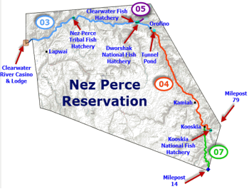 Nez Perce Tribe Fishing Area Map